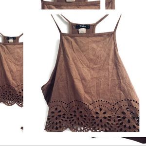 Toska - Vegan Suede Cutout Festival Crop Top - L